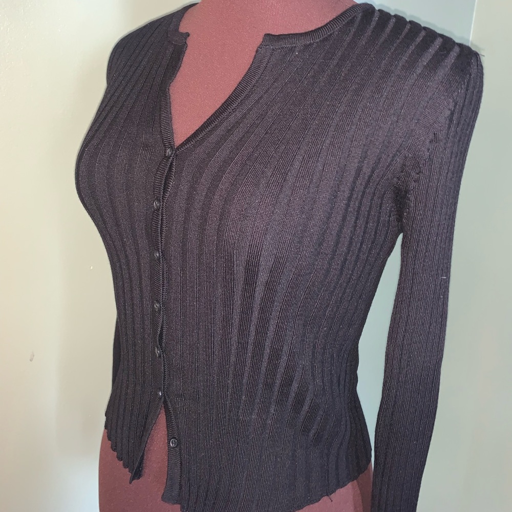 Black Ribbed Sweater Cardigan (NWT)
